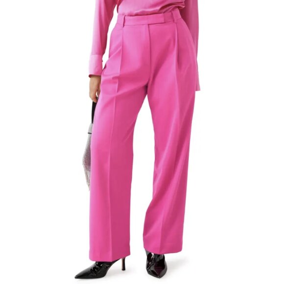 & OTHER STORIES Wide Leg Tailored Trousers in Pink Office Preppy - Size US 10 - Picture 1 of 13